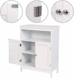 EUGAD Badkommode, Badschrank Beistellschrank, mit Doppeltür, 3 Fächern, MDF, Weiß 19 EUGAD Badkommode, Badschrank Beistellschrank, mit Doppeltür, 3 Fächern, MDF, Weiß -EUGAD Verkäufe 1f7b621a 0be5 52b9 844d cab140534a8f