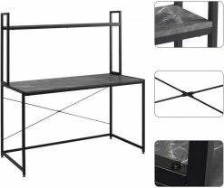 EUGAD Schreibtisch, PC-Tisch Bürotisch Arbeitstisch mit Bücherregal Holz 120x60x140 cm Schwarz-Marmor Schwarz-Vintage -EUGAD Verkäufe 1f85d0af 4424 520b 9bd6 3e0b1f23da21