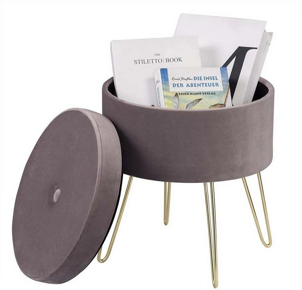 EUGAD Sitzhocker, Samthocker mit Stauraum, rund, mit stabilen goldenen Metallfüßen, Türkis Dunkelgrau, Dunkelgrün, Hellgrau, Rosa, Türkis 16 EUGAD Sitzhocker, Samthocker mit Stauraum, rund, mit stabilen goldenen Metallfüßen, Türkis Dunkelgrau, Dunkelgrün, Hellgrau, Rosa, Türkis – Bild 14