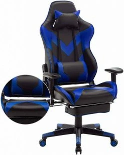 EUGAD Gaming Chair, Bürostuhl, Gaming Stuhl, Kunstleder, mit einstellbaren Armlehnen Rot Blau, Schwarz, Wei&szlig; -EUGAD Verkäufe 1fc24892 35c8 5c6e 9ce5 bb5a2061fec6