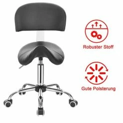 EUGAD Arbeitshocker (1er-Set), Sattelhocker mit Rückenlehne gepolstert höhenverstellbar aus Kunstleder Schwarz Grau, Weiß -EUGAD Verkäufe 207b56da 306a 5671 8f74 bd01423bb394