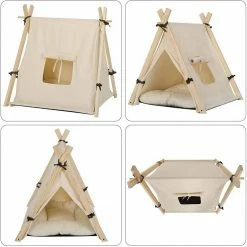 EUGAD Tierhaus, Tipi Hundezelt Katzenzelt 45x55x45cm Kätzchen Chihuahua Havaneser Kaninchen mit Kissen abnehmbar waschbar faltbar Weiß -EUGAD Verkäufe 220050b5 b90e 4987 8b19 3d18f08eee5e