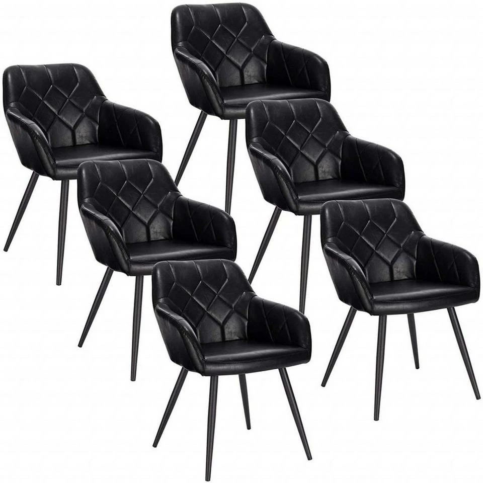 EUGAD Esszimmerstuhl, 6er-Set Esszimmerstuhl aus Kunstleder Metallbeine Schwarz Dunkelbraun 3 EUGAD Esszimmerstuhl, 6er-Set Esszimmerstuhl aus Kunstleder Metallbeine Schwarz Dunkelbraun
