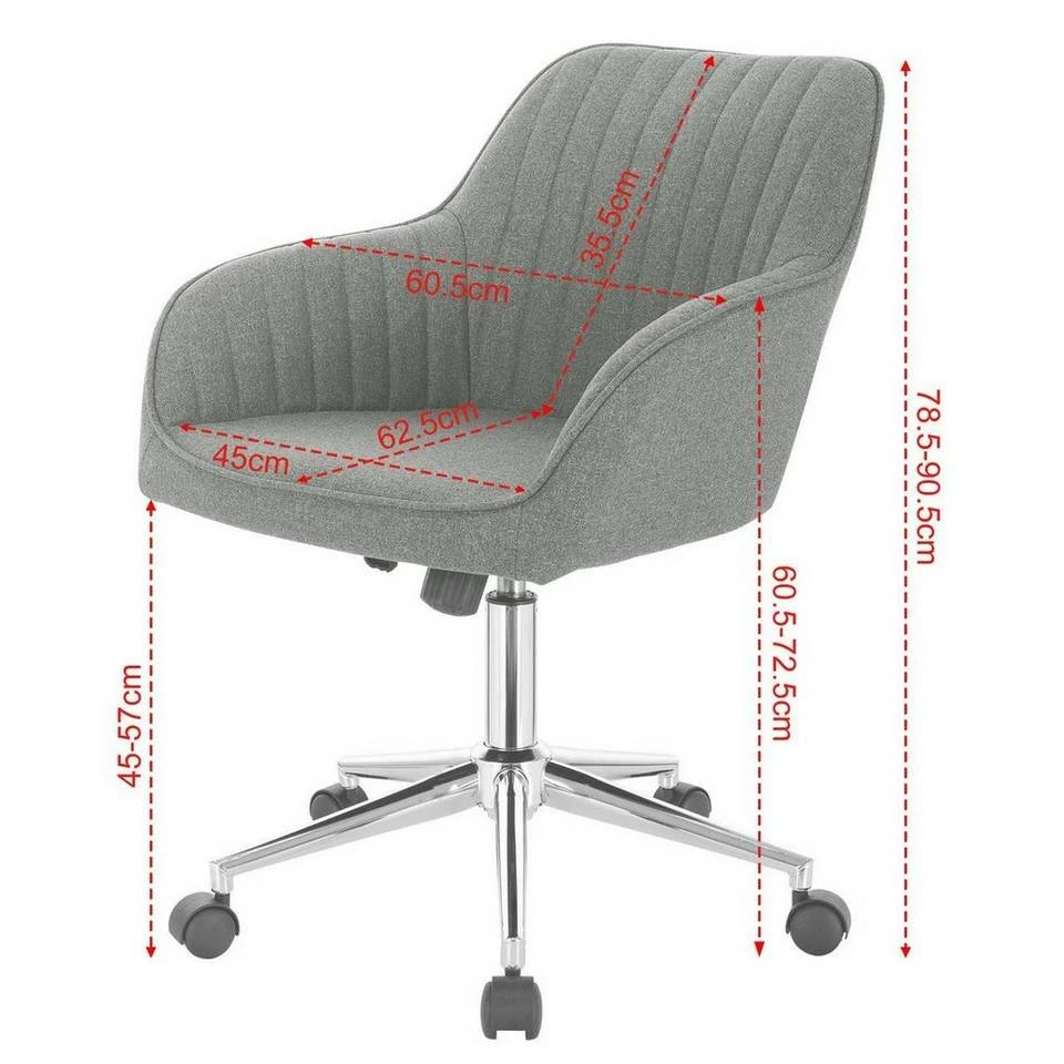 EUGAD Schreibtischstuhl, Bürostuhl Bürohocker Rollhocker aus Leinen Hellgrau Duneklgrau 12 EUGAD Schreibtischstuhl, Bürostuhl Bürohocker Rollhocker aus Leinen Hellgrau Duneklgrau – Bild 10