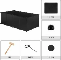 EUGAD Freigehege, Freigehege für Kaninchen Hasen Meerschweinchen Welpenauslauf DIY, 12 Platten 145 x 75 x 46 cm Grau, Schwarz, Transparent, Weiß -EUGAD Verkäufe 23f5c2dd f9fa 4f43 b547 fb39b36b7be6