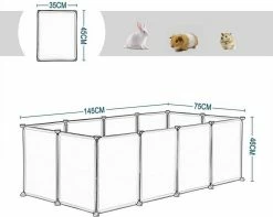 EUGAD Freigehege, Freigehege für Kaninchen Hasen Meerschweinchen Welpenauslauf DIY, 12 Platten 145 x 75 x 46 cm Grau, Schwarz, Transparent, Weiß -EUGAD Verkäufe 2490eea9 3b80 468b a259 2d52f4ccaa68