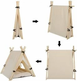 EUGAD Tierhaus, Tipi Hundezelt Katzenzelt 45x55x45cm Kätzchen Chihuahua Havaneser Kaninchen mit Kissen abnehmbar waschbar faltbar Weiß -EUGAD Verkäufe 24966371 6c47 45f5 9b0a 065b5acc609d