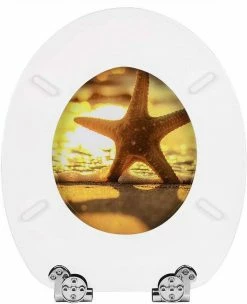 EUGAD WC-Sitz (1-St), Toilettensitz, WC Sitz mit Absenkautomatik, MDF, Holz, Softclose Scharnier Grüne Blätter, Holzfarbe, Lilie, Seestern, Seestern Am Strand, Seestern Sonnenuntergang, Stone, ‎Lila Blume und Stones -EUGAD Verkäufe 24a00c0a 681b 4acf bef5 a3dda464579e