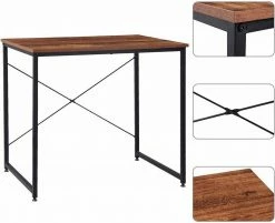 EUGAD Schreibtisch, Computertisch Esstisch Holz Stahl 80x60x70 cm Holz Vintage+schwarz Hell Eiche+schwarz, Hell Eiche+weiß, Marmor+schwarz -EUGAD Verkäufe 252a4322 e6e6 5877 a886 46cacc139bb7