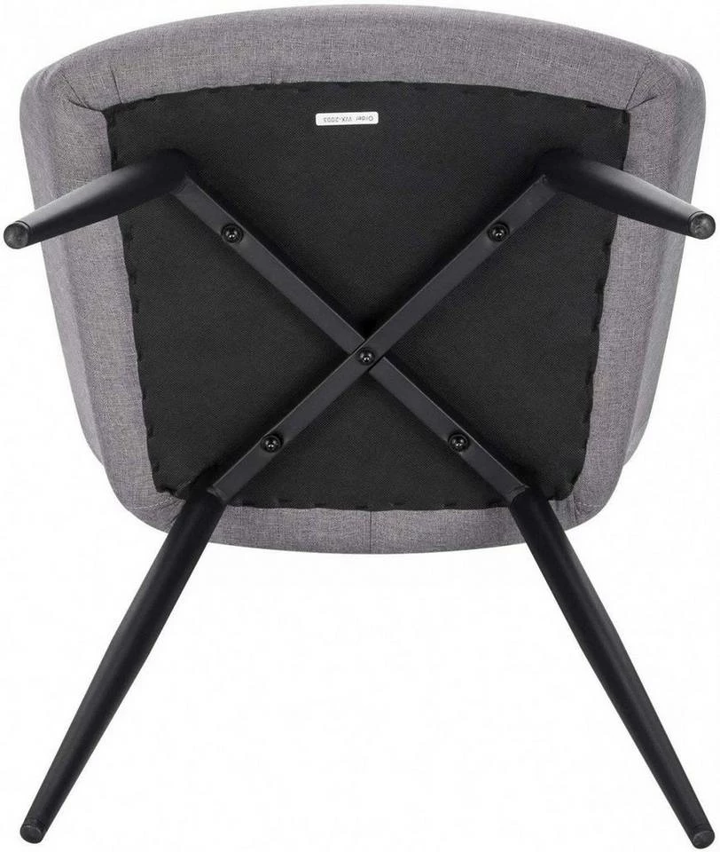 EUGAD Esszimmerstuhl (4 Stück), Wohnzimmerstuhl aus Leinen Polsterstuhl mit Armlehnen und Rückenlehne schwarze Gestell aus Metall Hellgrau Dunkelgrau 9 EUGAD Esszimmerstuhl (4 Stück), Wohnzimmerstuhl aus Leinen Polsterstuhl mit Armlehnen und Rückenlehne schwarze Gestell aus Metall Hellgrau Dunkelgrau – Bild 7