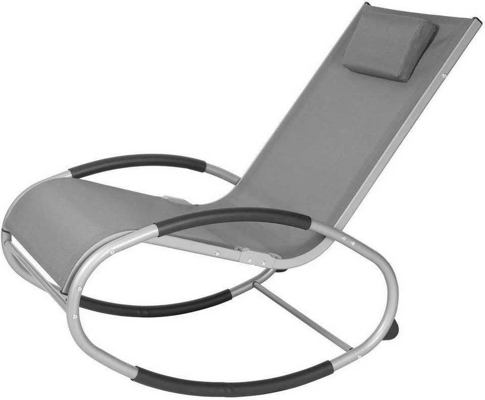 EUGAD Schaukelstuhl, 2tlg Relaxliege Schaukelstuhl für Terrasse Balkon, Metallgestell + Textilgewebe, Grau 6 EUGAD Schaukelstuhl, 2tlg Relaxliege Schaukelstuhl für Terrasse Balkon, Metallgestell + Textilgewebe, Grau – Bild 4