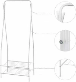 EUGAD Kleiderständer, Kleiderstange mit 2 Metallablagen Schwarz, Weiß -EUGAD Verkäufe 28aedd92 7921 5eb1 b018 ae750aab57b4