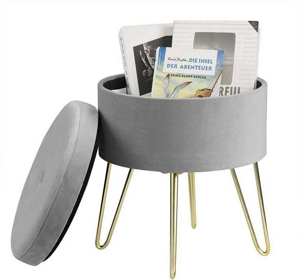 EUGAD Sitzhocker, Samthocker mit Stauraum, rund, mit stabilen goldenen Metallfüßen, Türkis Dunkelgrau, Dunkelgrün, Hellgrau, Rosa, Türkis 10 EUGAD Sitzhocker, Samthocker mit Stauraum, rund, mit stabilen goldenen Metallfüßen, Türkis Dunkelgrau, Dunkelgrün, Hellgrau, Rosa, Türkis – Bild 8