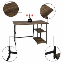 EUGAD Schreibtisch (1-St), Computertisch Bürotisch mit Ablage, 120x60x76cm, Holz Vintage -EUGAD Verkäufe 290e1960 edc7 583f a369 7813799b8f13