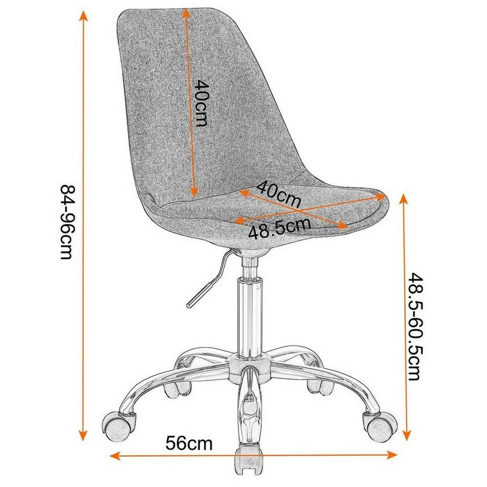 EUGAD Schreibtischstuhl, Arbeitshocker, Stoffbezug, 360° drehbar, Dunkelgrau Duneklgrau, Hellgrau 5 EUGAD Schreibtischstuhl, Arbeitshocker, Stoffbezug, 360° drehbar, Dunkelgrau Duneklgrau, Hellgrau – Bild 3