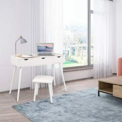 EUGAD Schminktisch, mit Aufklappbarem Spiegel, Schreibtisch mit 2 Schubladen, 100x40x75cm(L*B*H), Kosmetiktisch Computertisch mit große Tischplatte Eiche Weiß -EUGAD Verkäufe 2a4343dc 82c9 593d bbb4 836ca81edb30