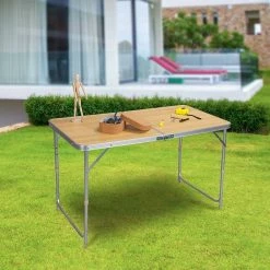 EUGAD Campingtisch, zusammenklappbar Pickniktisch, höhenverstellbar 120x60x55-62-70cm, Tischplatte aus MDF, Grau Eiche, Schwarz, Weiß -EUGAD Verkäufe 2a8dd718 3ae2 5778 a0cc 92afd177a8f7