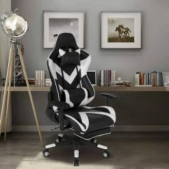 EUGAD Gaming Chair, Bürostuhl, Gaming Stuhl, Kunstleder, mit einstellbaren Armlehnen Rot Blau, Schwarz, Wei&szlig; -EUGAD Verkäufe 2b59319f 3c30 5581 a6b4 7922ab50f4ce