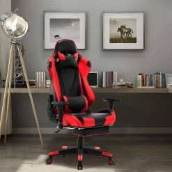 EUGAD Gaming Chair, Bürostuhl Schreibtischstuhl, Kunstleder, mit Ledenkissen Kopfstütze einstellbaren Armlehnen Weiß Grau, Rot, Weiß -EUGAD Verkäufe 2c26001e 049f 5380 a42d 4a7b30622dff