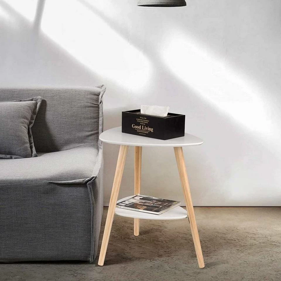 EUGAD Beistelltisch (1-St), Sofatisch Couchtisch Nachttisch Nachtkommode Nachtschrank Kaffeetisch mit 2 Ablagefäche Holzbeine MDF 50x40x55cm Weiß 4 EUGAD Beistelltisch (1-St), Sofatisch Couchtisch Nachttisch Nachtkommode Nachtschrank Kaffeetisch mit 2 Ablagefäche Holzbeine MDF 50x40x55cm Weiß – Bild 2