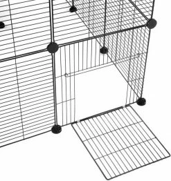 EUGAD Freigehege, Freigehege für Kaninchen Hasen Meerschweinchen Welpenauslauf Laufgitter mit Tür Doppelstöckig DIY 22 Platten Schwarz 140 x 70 x 70 cm -EUGAD Verkäufe 2dc6a61a 16f8 55db ab23 f967950b67ca