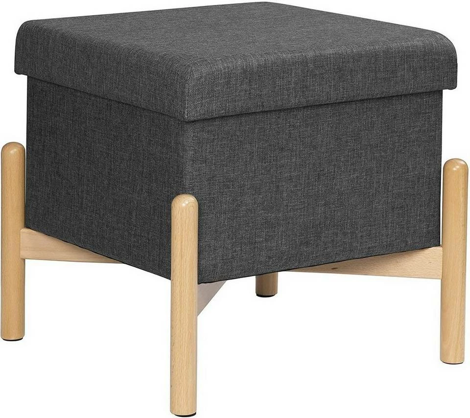 EUGAD Sitzhocker, Polsterhocker Sitztruhe bis 150kg belastbar, mit Stauraum, Deckel Abnehmbar Holzbeine Dunkelgrau Hellgrau 2 EUGAD Sitzhocker, Polsterhocker Sitztruhe bis 150kg belastbar, mit Stauraum, Deckel Abnehmbar Holzbeine Dunkelgrau Hellgrau