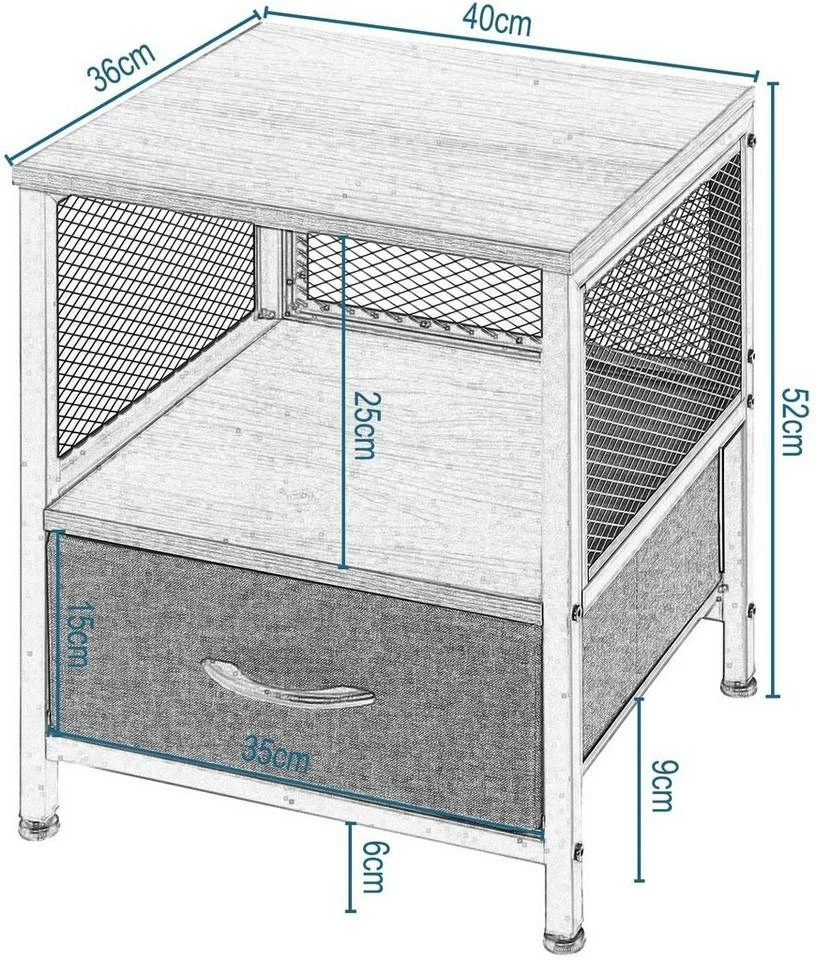 EUGAD Nachttisch (1-St), Nachtkommode mit Ablagen und Schubladen, Beistelltisch für Wohnzimmer, Nachtschrank für Schlafzimmer industrieller Stil, 40x52x36cm 5 EUGAD Nachttisch (1-St), Nachtkommode mit Ablagen und Schubladen, Beistelltisch für Wohnzimmer, Nachtschrank für Schlafzimmer industrieller Stil, 40x52x36cm – Bild 3