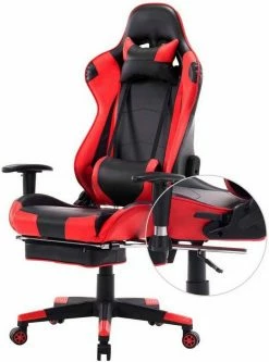 EUGAD Gaming Chair, Bürostuhl Schreibtischstuhl, Kunstleder, mit Ledenkissen Kopfstütze einstellbaren Armlehnen Weiß Grau, Rot, Weiß -EUGAD Verkäufe 2f6ae7e9 8834 583d 903e 33c5f0a78ffb