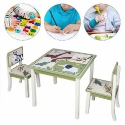 EUGAD Kindersitzgruppe, (3-tlg), Kinder Tischset mit Kantenschutz im Kinderzimmer Kindermöbel aus MDF und Kiefernholz Zoomotive(1 Tisch und 2 Stühle, 3-tlg) -EUGAD Verkäufe 2fb91e20 ff56 43ff 8747 fc1977d0aa76