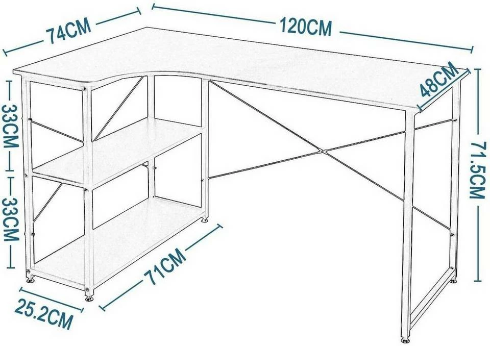 EUGAD Schreibtisch, PC-Tisch Bürotisch Arbeitstisch mit Bücherregal Holz 120x74x71,5 cm Hell Eiche Holz Vintage, Weiß+Hell Eiche 11 EUGAD Schreibtisch, PC-Tisch Bürotisch Arbeitstisch mit Bücherregal Holz 120x74x71,5 cm Hell Eiche Holz Vintage, Weiß+Hell Eiche – Bild 9