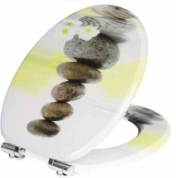 EUGAD WC-Sitz (1-St), Toilettensitz, WC Sitz mit Absenkautomatik, MDF, Holz, Softclose Scharnier Grüne Blätter, Holzfarbe, Lilie, Seestern, Seestern Am Strand, Seestern Sonnenuntergang, Stone, ‎Lila Blume und Stones -EUGAD Verkäufe 2fec7c83 bd08 40ae a687 edea292c2ba6