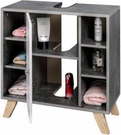 EUGAD Waschbeckenunterschrank Unterschrank Badezimmerschrank mit Tür 60 x 30 x 62 cm Grau-Weiß -EUGAD Verkäufe 304201c2 2bd5 502b aadd 77902f66cb10