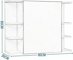 EUGAD Spiegelschrank Badezimmerspiegel Hängeschrank mit 8 Ablagen mit Tür Weiß -EUGAD Verkäufe 30590419 fbe2 5049 af55 0cdea8b631bf