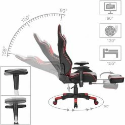 EUGAD Gaming-Stuhl (1 Stück), Racing Stuhl mit Fußstütze Racing Stuhl Drehstuhl Bürostuhl Schreibtischstuhl PC Stuhl mit Wippfunktion Höhenverstellbar Kunstleder Rot Grau, Weiß -EUGAD Verkäufe 30c0aa0b aa9d 54b5 affc 1beee9655ddc