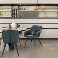 EUGAD Esszimmerstuhl, aus Kunstleder mit Armlehnen und Rückenlehne Gestell aus Metall Schwarz Braun, Dunkelbraun, Dunkelgrau -EUGAD Verkäufe 30e54a1c 2a39 558f b583 17776c080e64