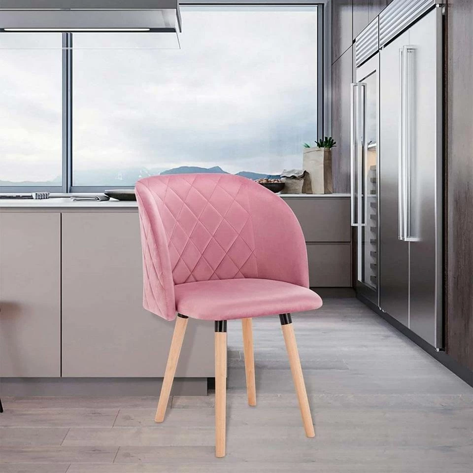 EUGAD Esszimmerstuhl, 2er-Set Esszimmerstuhl Küchenstuhl Samt Massivholz Rosa Cremeweiß 4 EUGAD Esszimmerstuhl, 2er-Set Esszimmerstuhl Küchenstuhl Samt Massivholz Rosa Cremeweiß – Bild 2