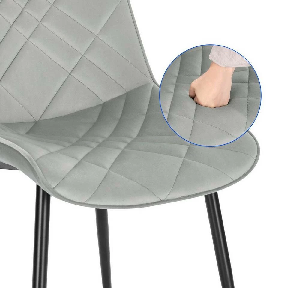 EUGAD Esszimmerstuhl (2 Stück), Küchenstuhl, Polsterstuhl Stuhl,Wohnzimmerstuhl ohne Armlehne, Metallbeine, Samt, Hellgrau Dunkelgrau, Schwarz 8 EUGAD Esszimmerstuhl (2 Stück), Küchenstuhl, Polsterstuhl Stuhl,Wohnzimmerstuhl ohne Armlehne, Metallbeine, Samt, Hellgrau Dunkelgrau, Schwarz – Bild 6