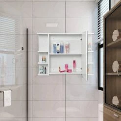 EUGAD Spiegelschrank Badezimmerspiegel Hängeschrank mit 8 Ablagen mit Tür Weiß -EUGAD Verkäufe 352495b7 2343 53e4 b101 84e7f877f376