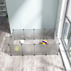 EUGAD Freigehege, Freigehege für Kaninchen Hasen Meerschweinchen Welpenauslauf DIY, 12 Platten 145 x 75 x 46 cm Grau, Schwarz, Transparent, Weiß -EUGAD Verkäufe 3675b677 6e2d 5d1a a2d3 d9fd5c8ab213