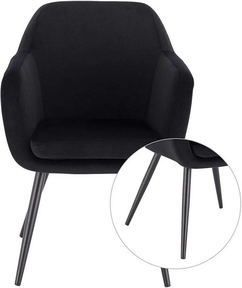 EUGAD Polsterstuhl (1 Stück), Küchenstuhl Samt Stuhl Sessel mit Armlehne, Metallbeine, für Esszimmer Wohnzimmer, Schwarz Dunkelgrau 10 EUGAD Polsterstuhl (1 Stück), Küchenstuhl Samt Stuhl Sessel mit Armlehne, Metallbeine, für Esszimmer Wohnzimmer, Schwarz Dunkelgrau – Bild 8
