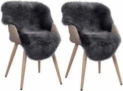 Teppich, EUGAD, 2er-Set Öko Lammfell echtes Longhair Fell XL (100-104)x65cm Hellgrau