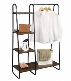 EUGAD Garderobenständer, Kleiderständer,mit Regal, Metall, Holz,im Flur, Wohnzimmer, Dunkelbraun-Schwarz Eiche-Weiß, Sand-Weiß -EUGAD Verkäufe 371d8851 704e 5f3c 9ab9 824a0797cf56