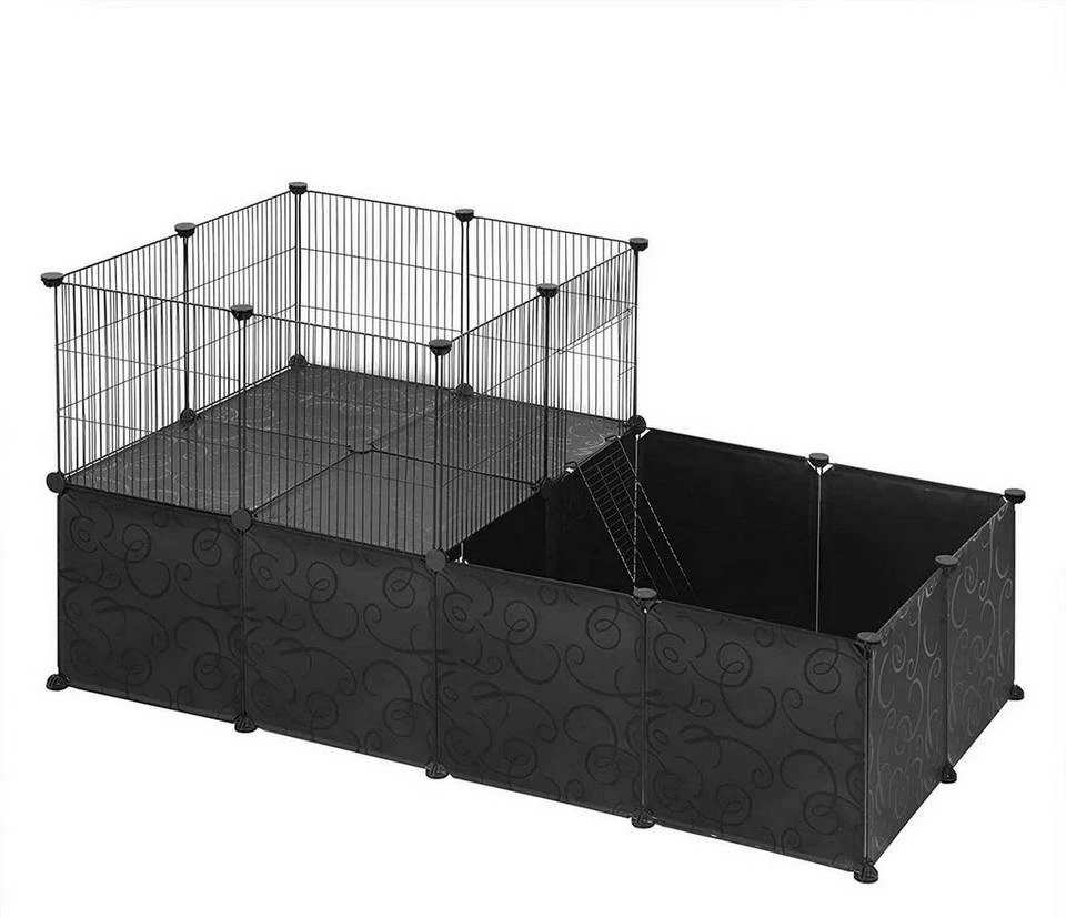 EUGAD Freigehege, mit Bodenplatten Kaninchen Hasen Meerschweinchen Welpenauslauf Laufgitter mit Tür&Treppe Doppelstöckig DIY Schwarz 38 Platten (35x35cm/Platte) 145x75x75 cm 2 EUGAD Freigehege, mit Bodenplatten Kaninchen Hasen Meerschweinchen Welpenauslauf Laufgitter mit Tür&Treppe Doppelstöckig DIY Schwarz 38 Platten (35x35cm/Platte) 145x75x75 cm