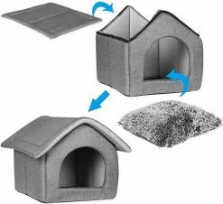 EUGAD Tierbett, Katzenhaus Katzenhöhle herausnehmbarer Matte Dunkelgrau, Hellgrau -EUGAD Verkäufe 38c7893c a28a 5129 b2ce d3d44e4d8047