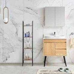 EUGAD Bücherregal, Standregal Badregal Bücherregal Küchenregal Schuhregal aus Holz und Stahl, mit 4 Ablagen, 34 x 35 x 148 cm Golden-Weißer Marmor, Schwarz Marmor, Vintage -EUGAD Verkäufe 39099d2f 65a7 5287 9f20 29d125f94fb7