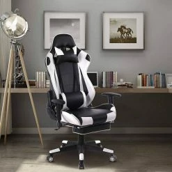 EUGAD Gaming Chair, Bürostuhl Schreibtischstuhl, Kunstleder, mit Ledenkissen Kopfstütze einstellbaren Armlehnen Weiß Grau, Rot, Weiß -EUGAD Verkäufe 3a378b73 3ac0 5c8f 8817 79141541a42d