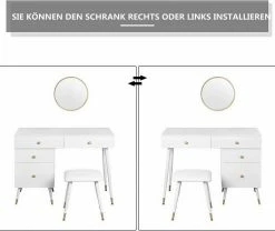 EUGAD Schminktisch (1-St), Schminktisch mit Hocker und Spiegel, Frisiertisch mit 4 Schubladen und Kosmetiktisch Frisierkommode für Schlafzimmer, Weiß Gold 16 EUGAD Schminktisch (1-St), Schminktisch mit Hocker und Spiegel, Frisiertisch mit 4 Schubladen und Kosmetiktisch Frisierkommode für Schlafzimmer, Weiß Gold -EUGAD Verkäufe 3ac3a8dc 6d54 5d96 b2e5 60da20ead468
