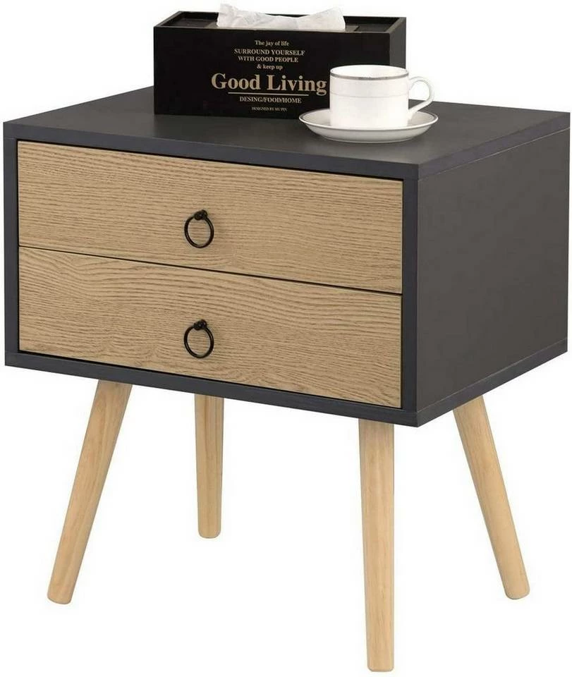 EUGAD Nachttisch, 2er-Set Beistelltisch mit 2 Schubladen Nachtkommode Nachtschrank Holzbeine MDF 46x35x50cm Weiß Grau, Weiß 13 EUGAD Nachttisch, 2er-Set Beistelltisch mit 2 Schubladen Nachtkommode Nachtschrank Holzbeine MDF 46x35x50cm Weiß Grau, Weiß – Bild 11