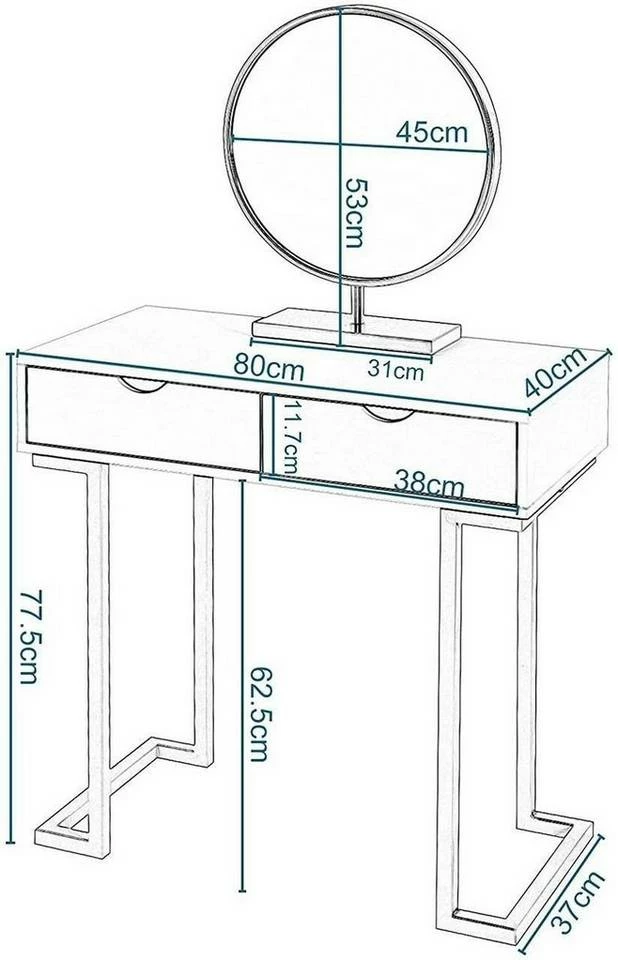 EUGAD Schminktisch (1-St), Schminktisch Frisiertisch Kommode mit Spiegel modern Kosmetiktisch mit 3 Schubladen Weiß-Rosa-Golden 15 EUGAD Schminktisch (1-St), Schminktisch Frisiertisch Kommode mit Spiegel modern Kosmetiktisch mit 3 Schubladen Weiß-Rosa-Golden – Bild 13