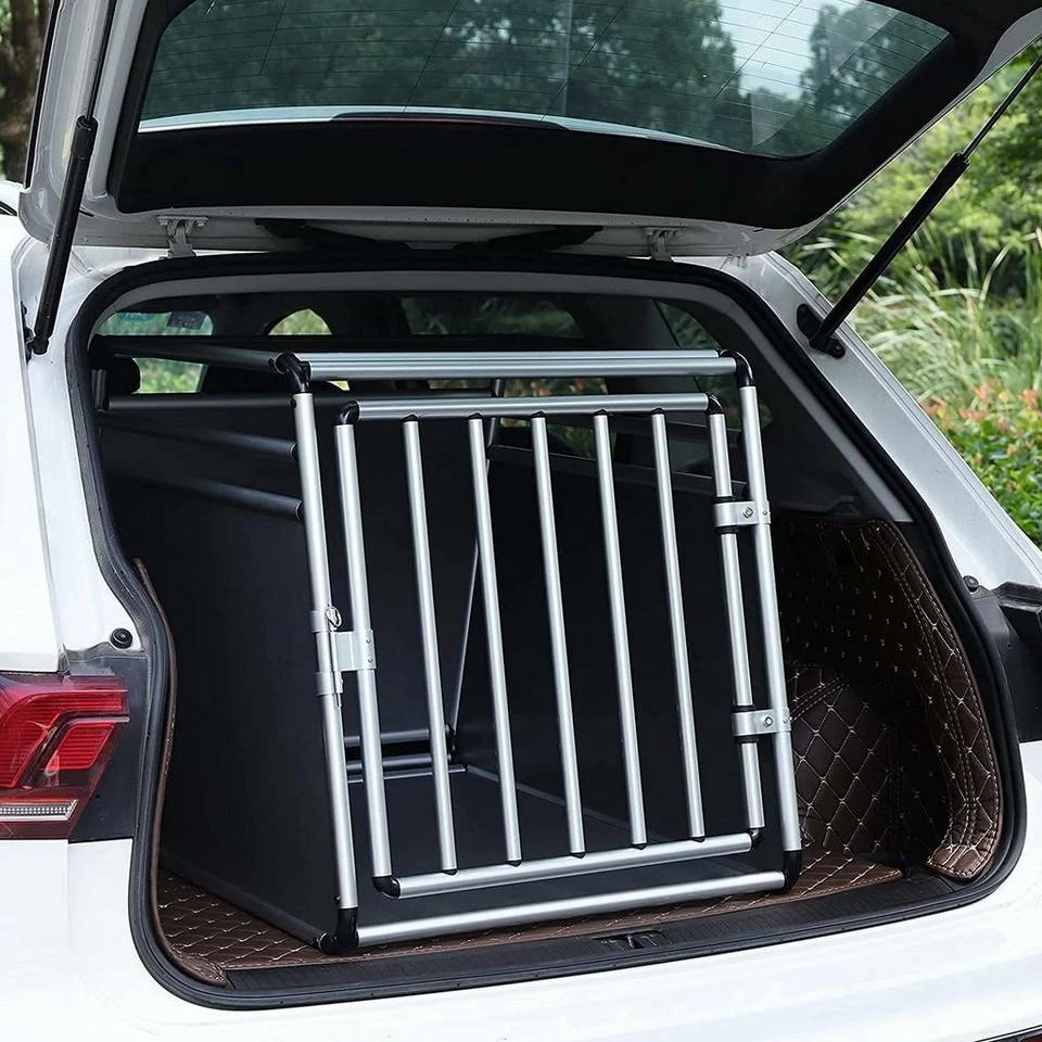 EUGAD Tiertransportbox, Hundetransportbox Alu Hundebox Reisebox Autobox für Husky Samojede Weimaraner Labrador Golden Retriever 90 x 65 x 69 cm XXL Schwarz Grau 6 EUGAD Tiertransportbox, Hundetransportbox Alu Hundebox Reisebox Autobox für Husky Samojede Weimaraner Labrador Golden Retriever 90 x 65 x 69 cm XXL Schwarz Grau – Bild 4
